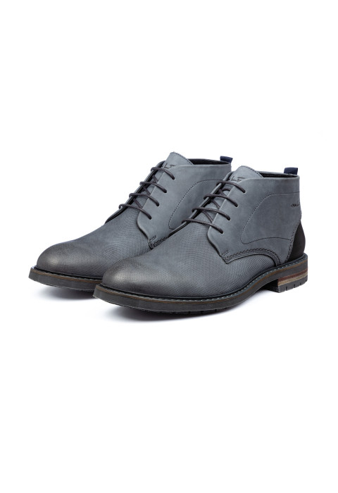 Grijs gladleren Dino halfhoge veterschoen