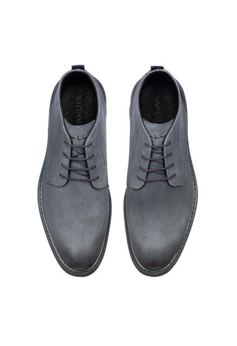 Grijs gladleren Dino halfhoge veterschoen