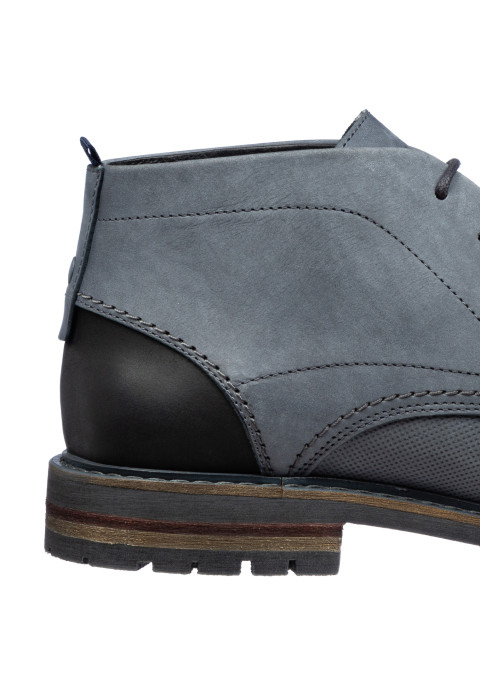 Grijs gladleren Dino halfhoge veterschoen