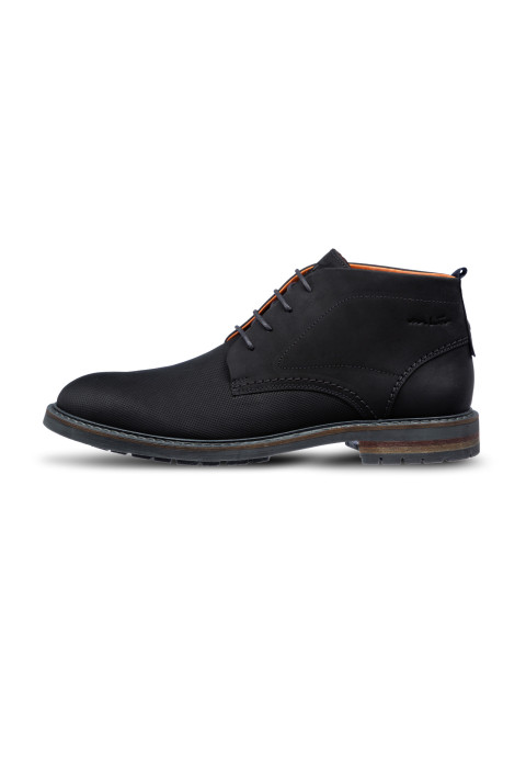 Zwart gladleren Dino halfhoge veterschoen