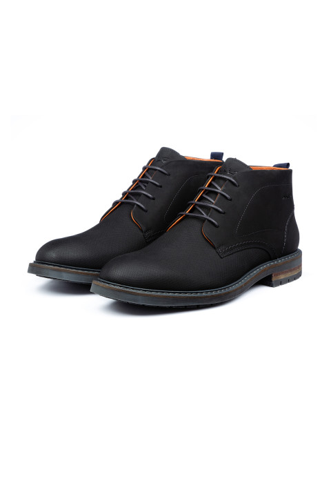 Zwart gladleren Dino halfhoge veterschoen