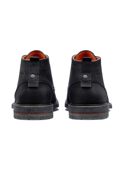 Zwart gladleren Dino halfhoge veterschoen