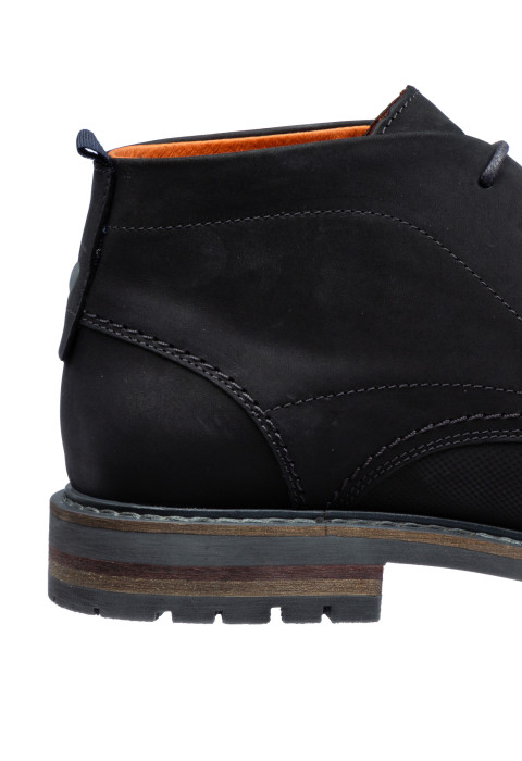 Zwart gladleren Dino halfhoge veterschoen