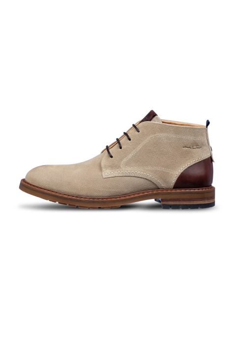 Licht taupe suède Dino halfhoge veterschoen