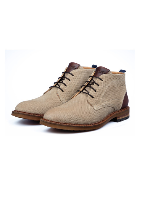 Licht taupe suède Dino halfhoge veterschoen