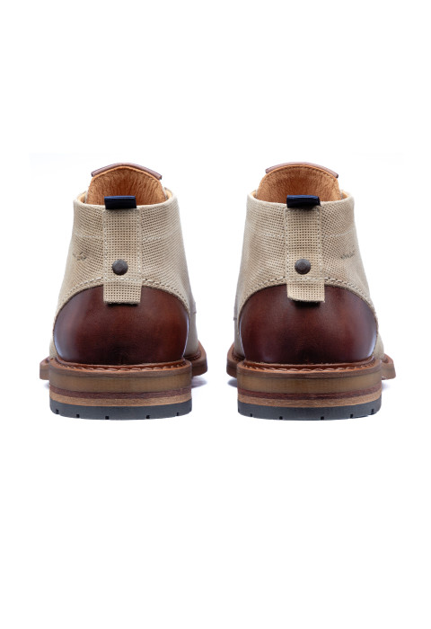 Licht taupe suède Dino halfhoge veterschoen