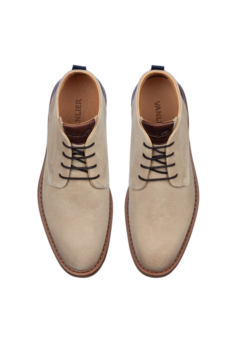 Licht taupe suède Dino halfhoge veterschoen