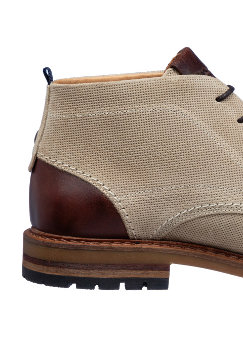 Licht taupe suède Dino halfhoge veterschoen