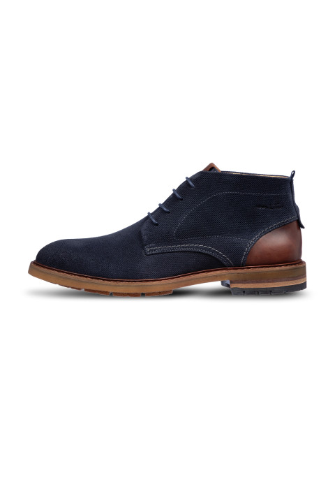 Navy suède Dino halfhoge veterschoen