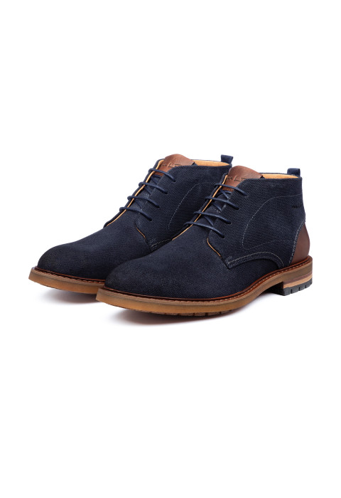 Navy suède Dino halfhoge veterschoen
