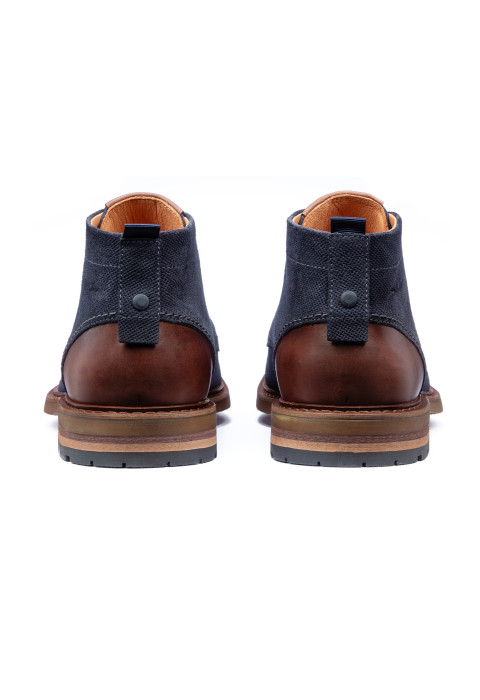 Navy suède Dino halfhoge veterschoen