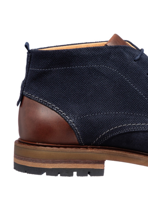 Navy suède Dino halfhoge veterschoen