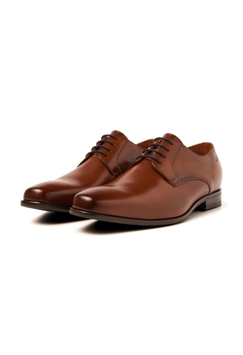 Cognac gladleren Santorini veterschoen