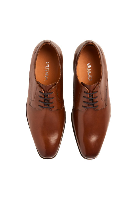 Cognac gladleren Santorini veterschoen
