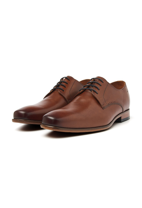 Cognac gladleren Santorini veterschoen