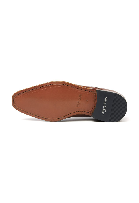 Cognac gladleren Santorini veterschoen