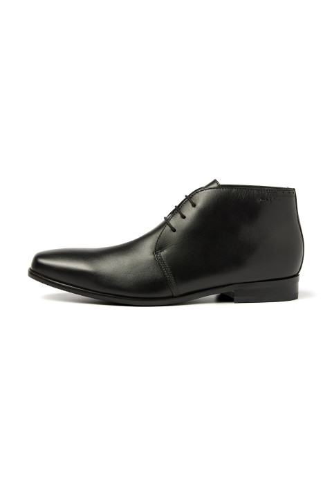 Zwart gladleren Santorini halfhoge veterschoen