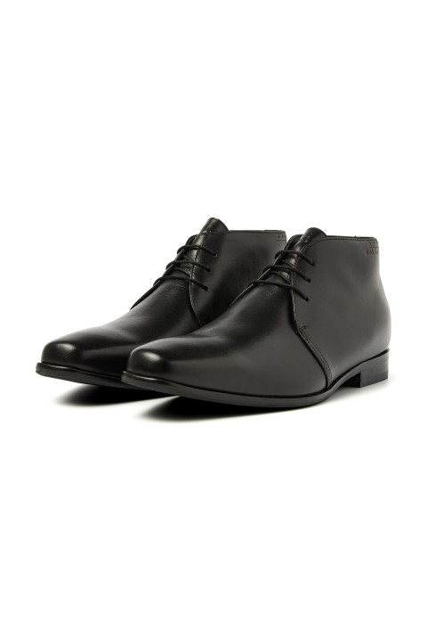 Zwart gladleren Santorini halfhoge veterschoen
