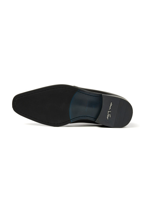 Zwart gladleren Santorini halfhoge veterschoen