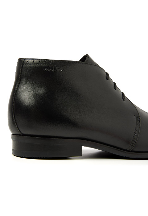 Zwart gladleren Santorini halfhoge veterschoen